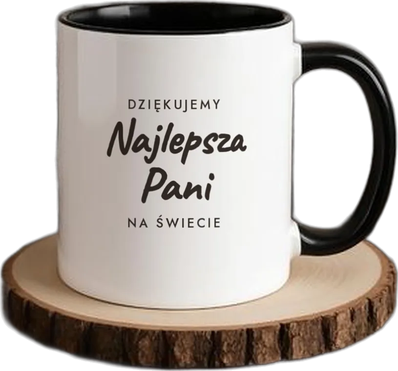 Kubek ceramiczny z napisem „Pan od WF-u też człowiek”, packshot